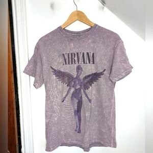 NIRVANA Purple Cotton Angel Graphic Band Tee NEW Size M